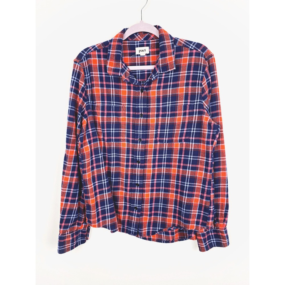 Pact Organic Cotton Fireside Flannel Button Down Shirt Large